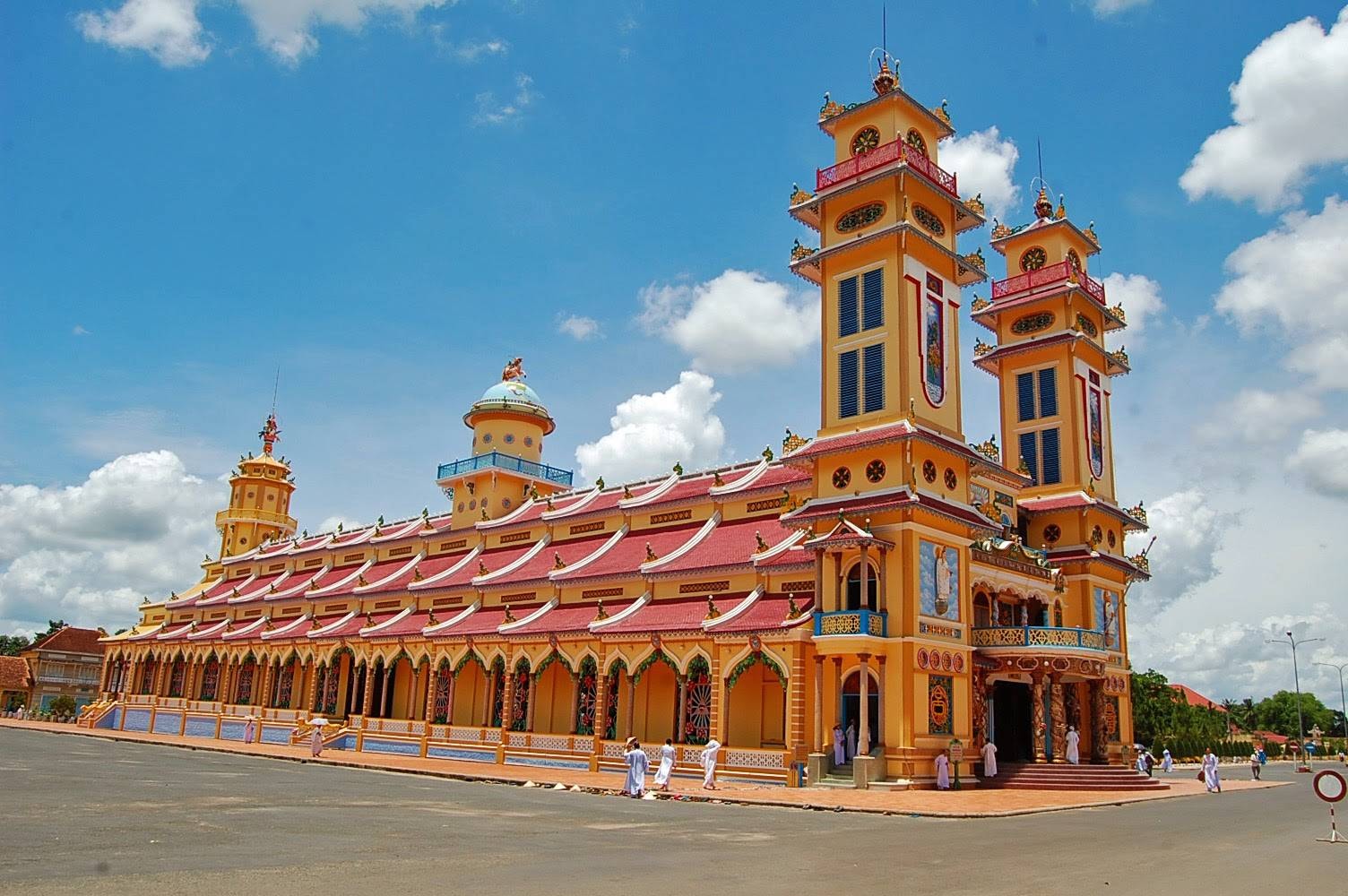 Cao Dai Temple's colorful façade
